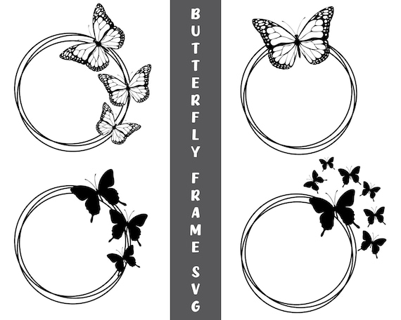 Download Butterfly Frame Svg Cut Files Butterfly Circle Frame Svg Etsy
