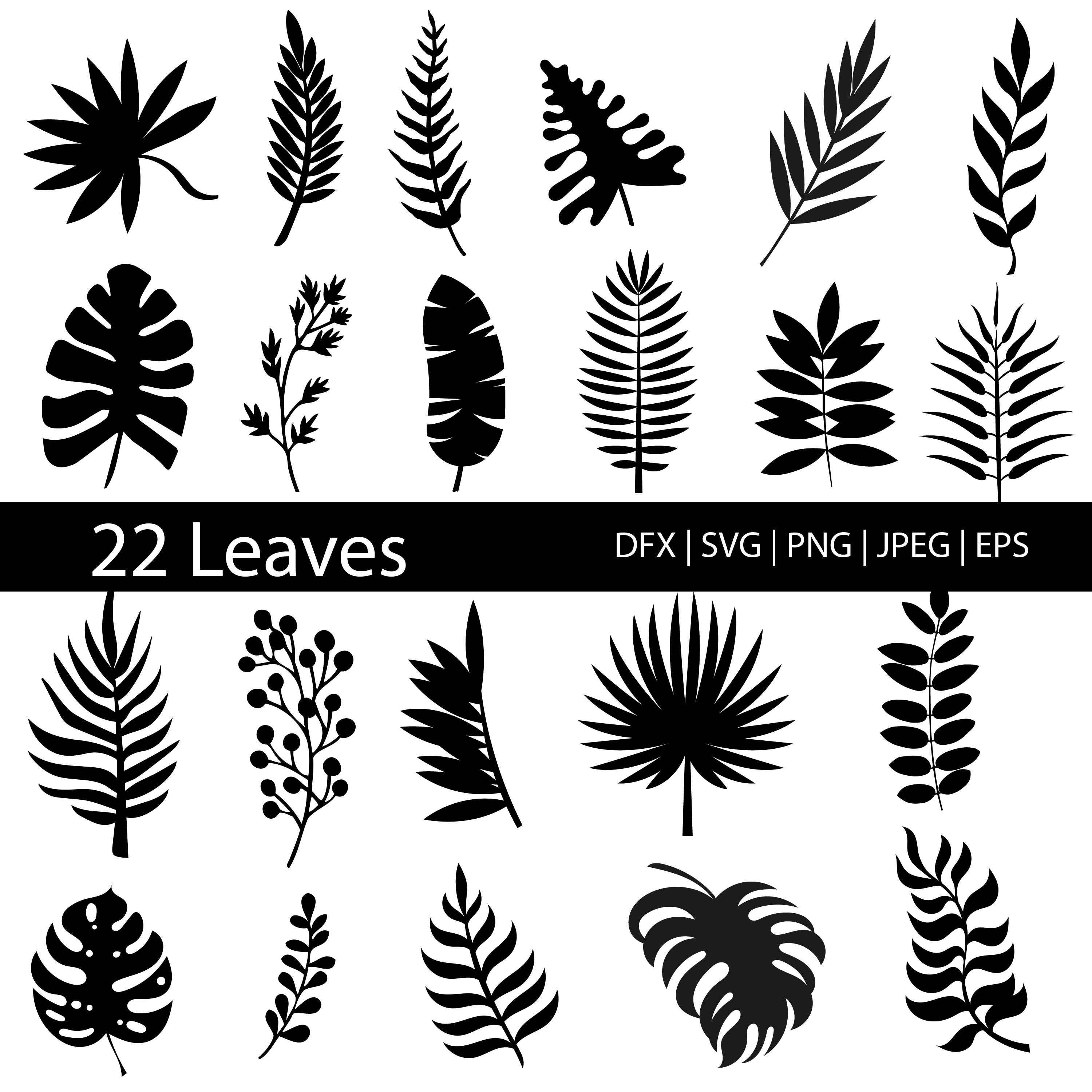 Download 22 Jungle Tropical Leaves Svg cut file Silhouette Clip Art ...