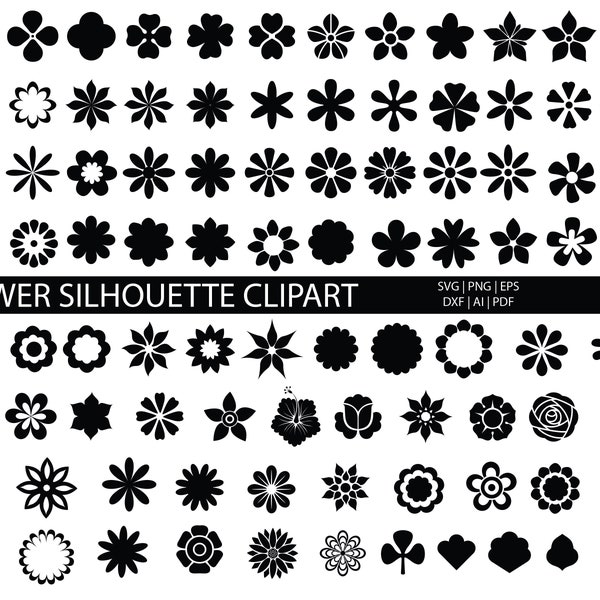 flower silhouette svg bundle - flower buds silhouette svg - flower clipart - flowr vector - flower cut file - flower svg files - flower png