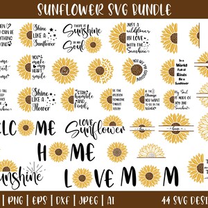 44 Sunflower Quotes Svg Bundle Sunflower Svg Bundle Flower - Etsy