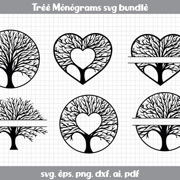 Split Tree Svg - Etsy