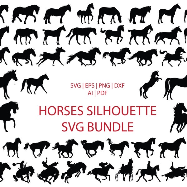 horse silhouette svg bundle - horse silhouette svg - horse clipart - horse vector - horse cut file - horse svg files - horses png