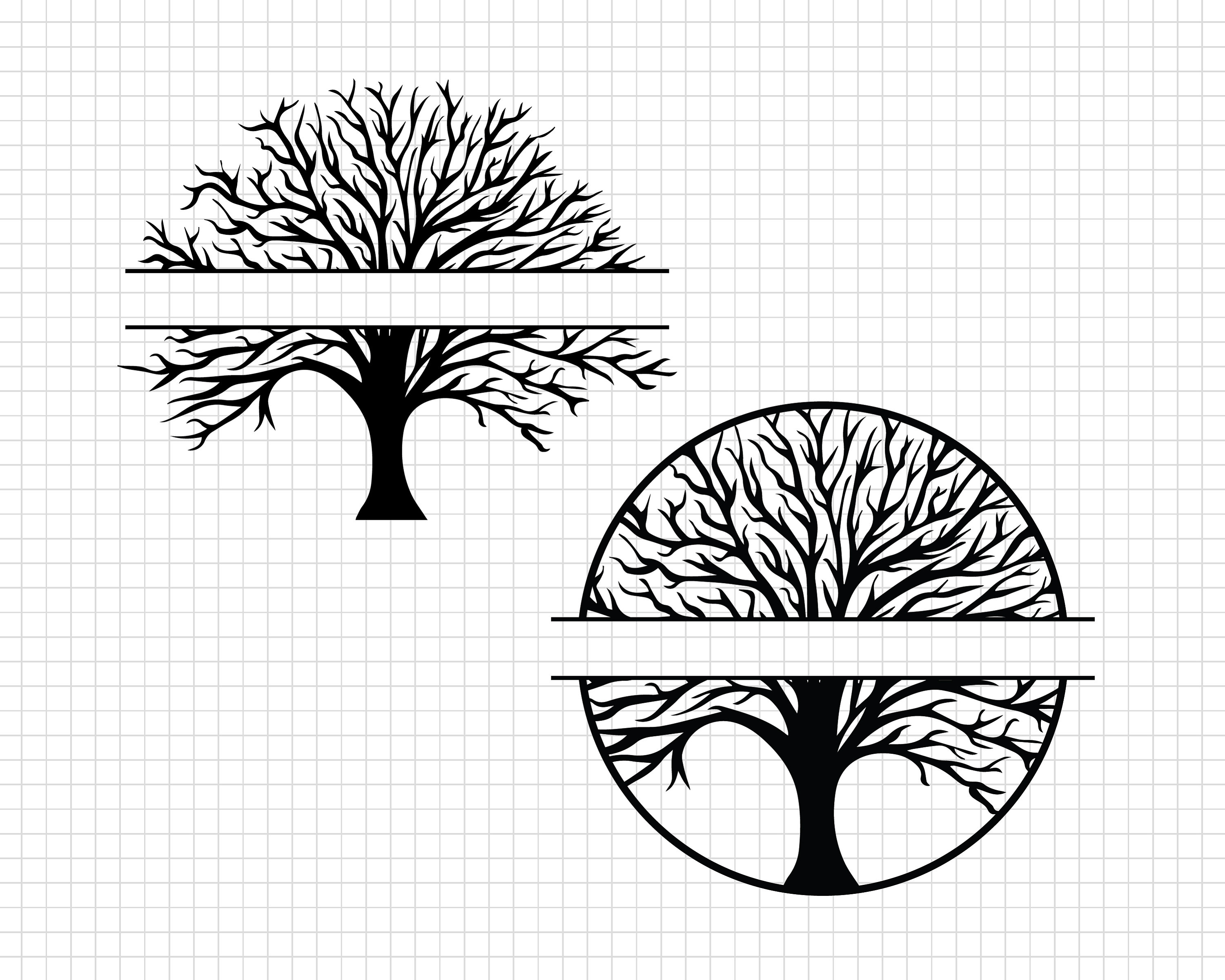 Split Monogram Family Tree Svg Split Tree Svg Family Tree Etsy