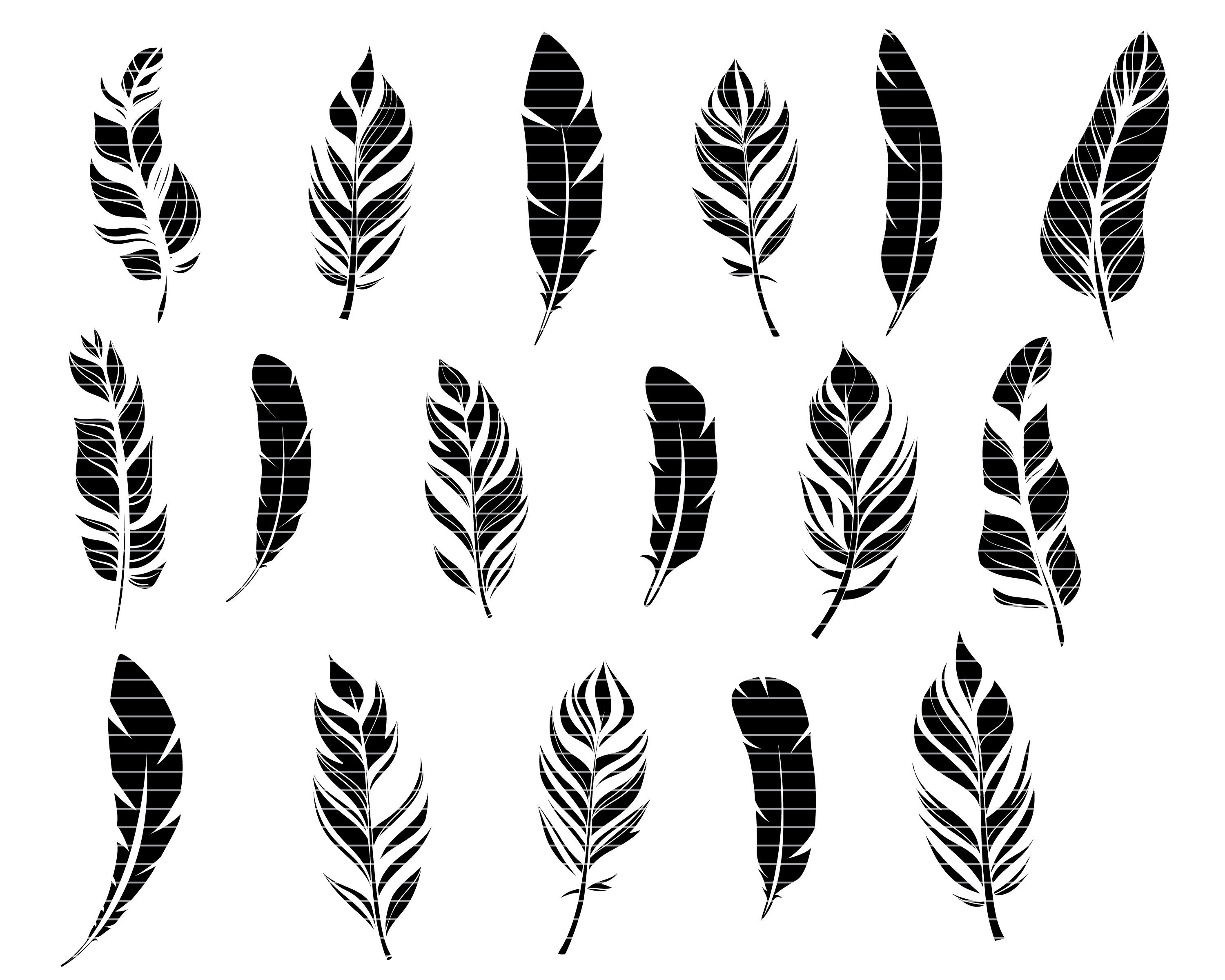 Feather Svg Bundle Feather SVG Cut File Feather Silhouette Etsy