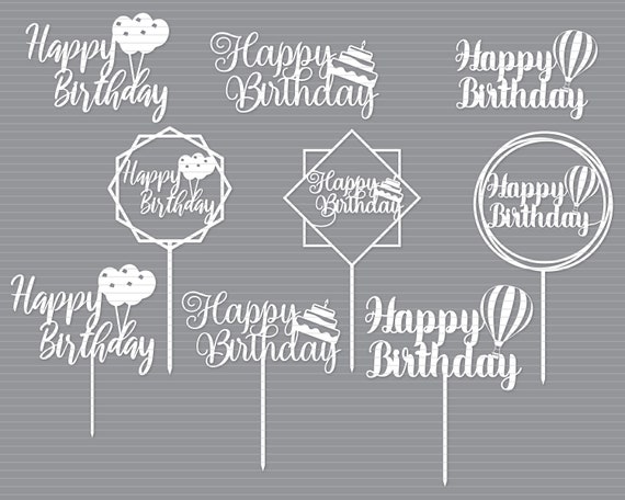 Download Happy Birthday Svg Cake Topper Vector For Cnc Cake Topper Etsy