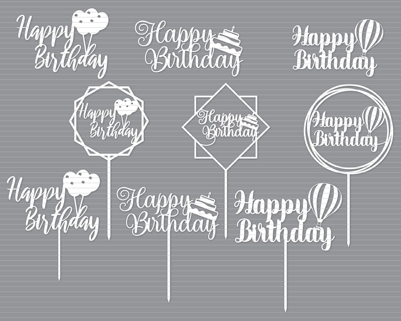 Download Happy birthday svg cake topper Vector for CNC Cake topper | Etsy