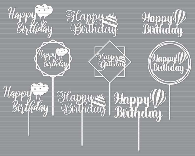 Download Happy birthday svg cake topper Vector for CNC Cake topper ...