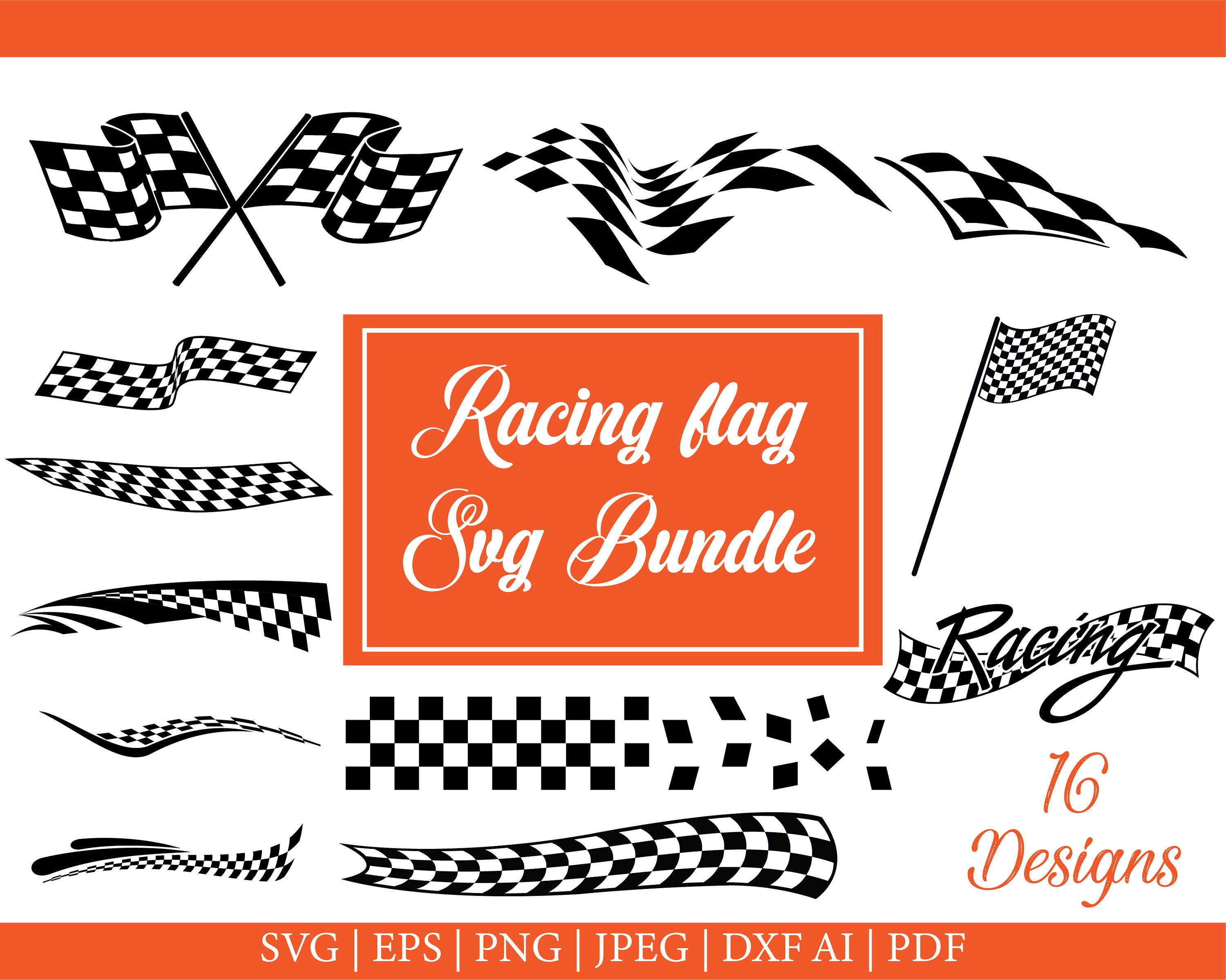 Race Flag Svg Bundle Racing Flag Svg Clipart Auto Race Car Etsy