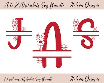 Christmas Split Monogram SVG, Christmas alphabet svg, Split alphabet Svg, Custom Christmas bag svg file for Cricut, Perzonalised gift svg