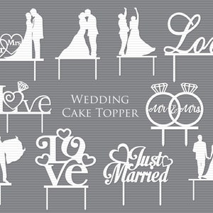 Wedding Cake Topper svg, Mr & Mrs Cake Topper - Custom Cake Topper Cricut Silhouette, Bride And Groom Cake Topper for laser machine