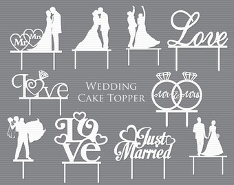 Wedding Cake Topper svg, Mr & Mrs Cake Topper - Custom Cake Topper Cricut Silhouette, Bride And Groom Cake Topper for laser machine