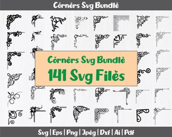 Corners svg Bundle, Corner svg, Floral corner svg files, Decorative Page Corner SVG Files for Cricut Silhouette, Easy Cut, Instant Download