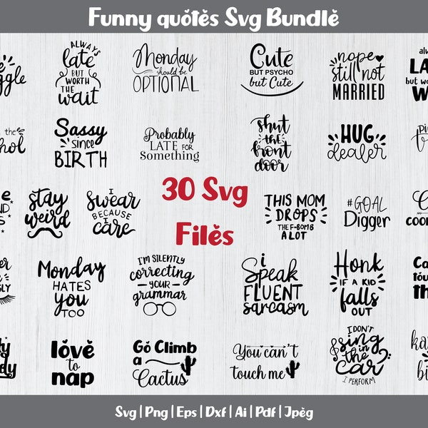 Funny Svg Bundle, Funny Quotes Svg Bundle, Sayings Svg, Svg files for cricut, Quotes svg, png, eps, dxf, clipart