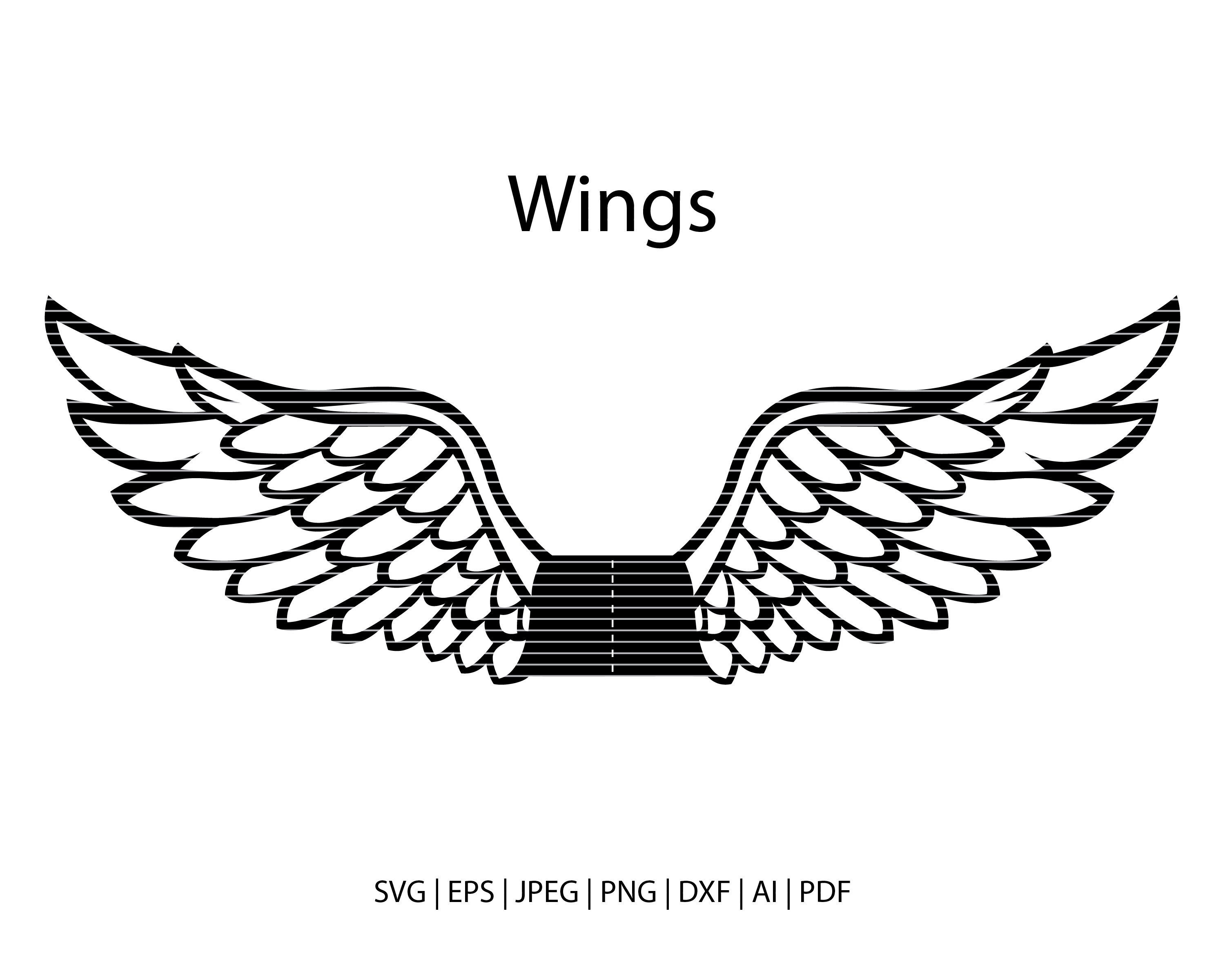 Cut File Wings Svg Angel Wings Clipart Silhouette Wings Clipart