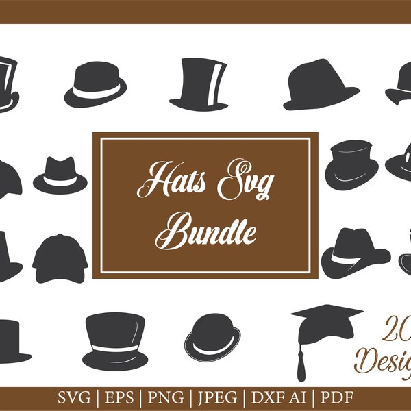 HAT SVG Bundle, gentleman svg, hat svg, hat clipart, top hat clipart, hat silhouette svg, hat cricut, top hat vector, top hat cutting
