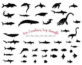 Sea Animal SVG Bundle  - Sea Animal Silhouette - Sea Creatures SVG Cut Files - fish svg bundle - Sea Animal Clipart - Sea Animal Cut File