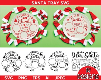Dear Santa Tray Svg Bundle, Christmas Tray svg, Santa Plate svg, Tray for santa svg, Cookies for santa, Christmas svg