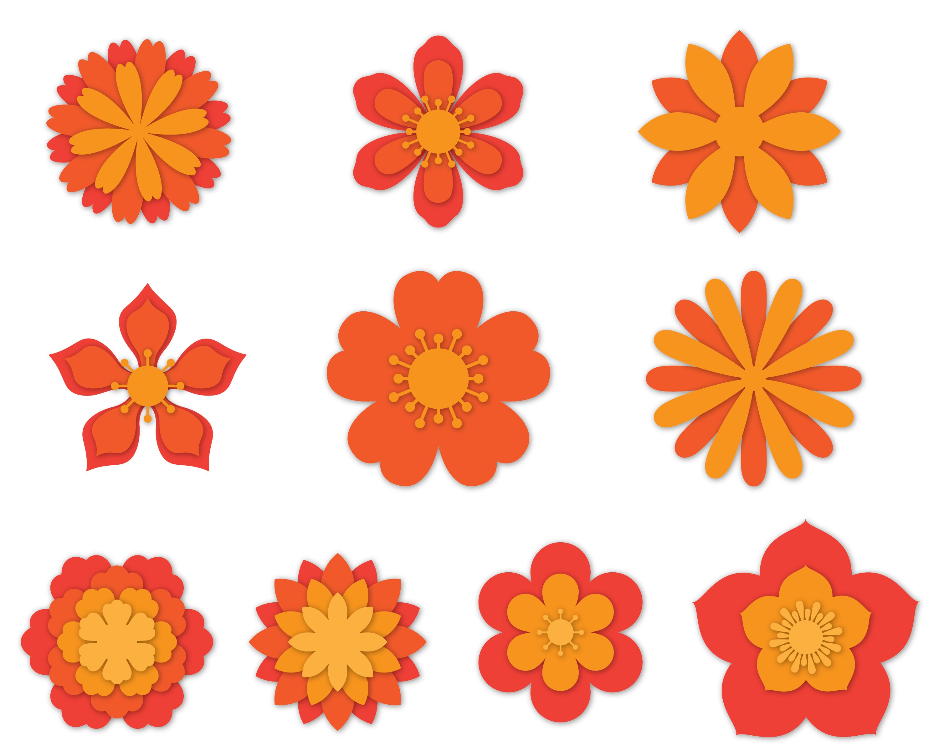 Paper Flower Templates Svg Flower Svg Flower Center SVG Etsy