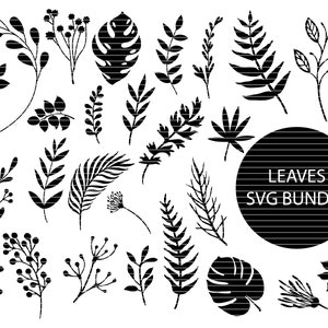 Feuilles Svg Bundle - Leaf Svg File, Branch Svg Cut File, Wreath elements Svg Plants Svg, Vector, Clip art, Cricut, Silhouette