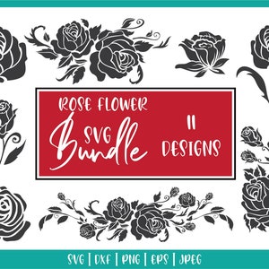 Rose SVG Bundle, Flowers SVG Bundle, Rose Silhouette, Rose Vector, Rose Clipart, Printable, Cricut, Digital File, Instant Download image 1