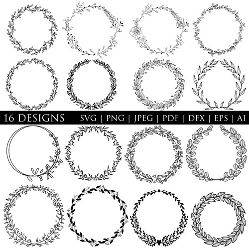 16 Beautiful Circle Floral Wreath SVG Bundle Flower Wreath | Etsy