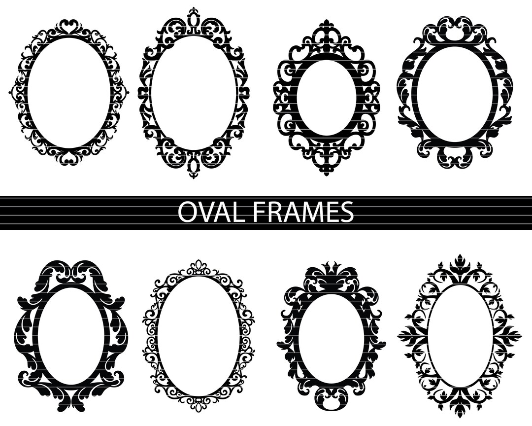 Decorative Oval Frame Svg, Circle Frame, Frame Svg Bundle, Oval Frame