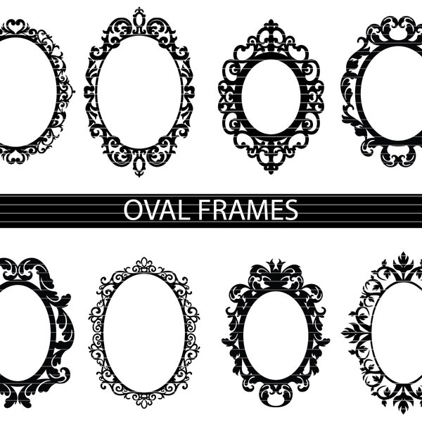 Decorative Oval frame svg, circle frame, frame svg bundle, oval frame, Mirror frame svg/ cut file/cricut/silhouette