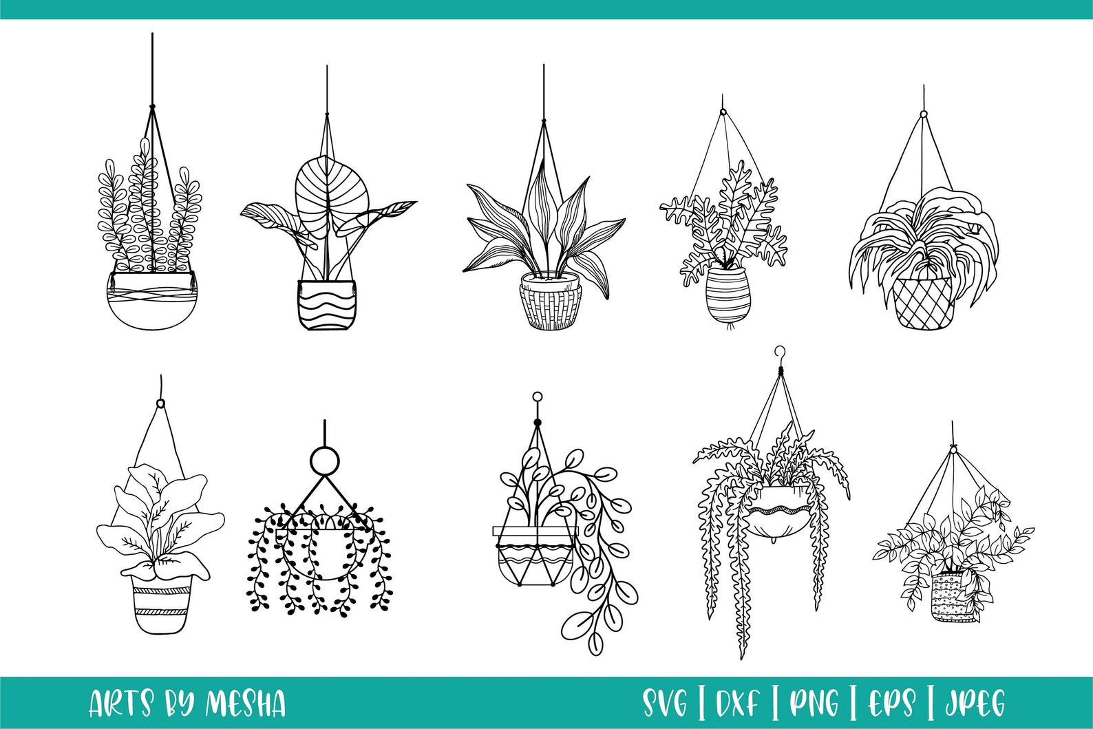 Plants Svg Bundle Hand Drawn Hanging Plants Svg Hand Drawn Etsy UK