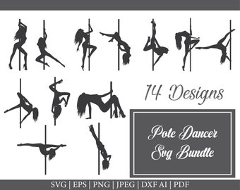 Pole Dancer Silhouette Svg Bundle - Pole Dancer Svg Bundle -  stripper svg, eps, png, dxf, clipart for cricut and silhouette