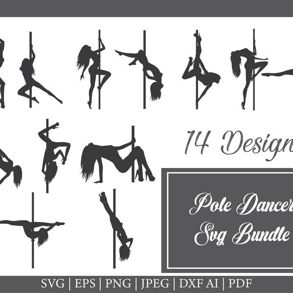 Pole Dancer Silhouette Svg Bundle - Pole Dancer Svg Bundle -  stripper svg, eps, png, dxf, clipart for cricut and silhouette
