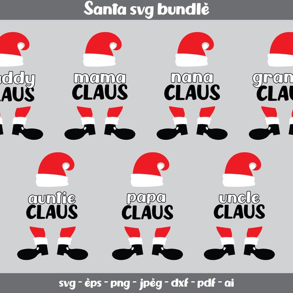 Santa Claus Svg Bundle, Papa Claus, Mama Claus, Nana Calus, Papa Claus, Santa Svg geschnitten Datei, Weihnachten Svg geschnitten Dateien, Weihnachten Clipart, Png