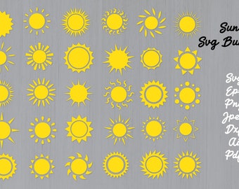 Sun Svg Bundle, Sun Clipart, Sun Icon Svg, Clipart Sun, Vector Sun, Sun svg, Sun Digital Image, Sun Cricut Svg, Svg, SVG Files