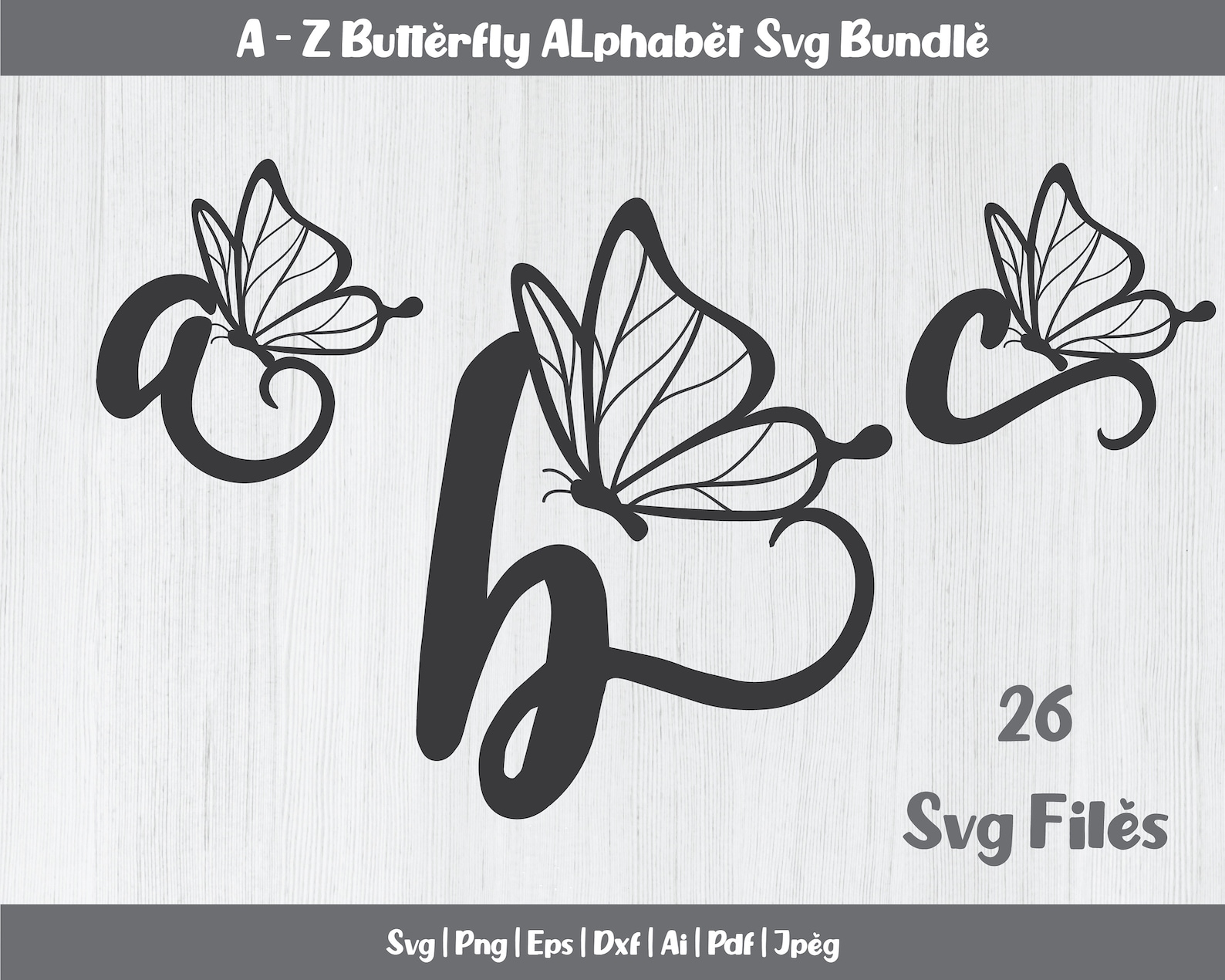 Butterfly Alphabet SVG