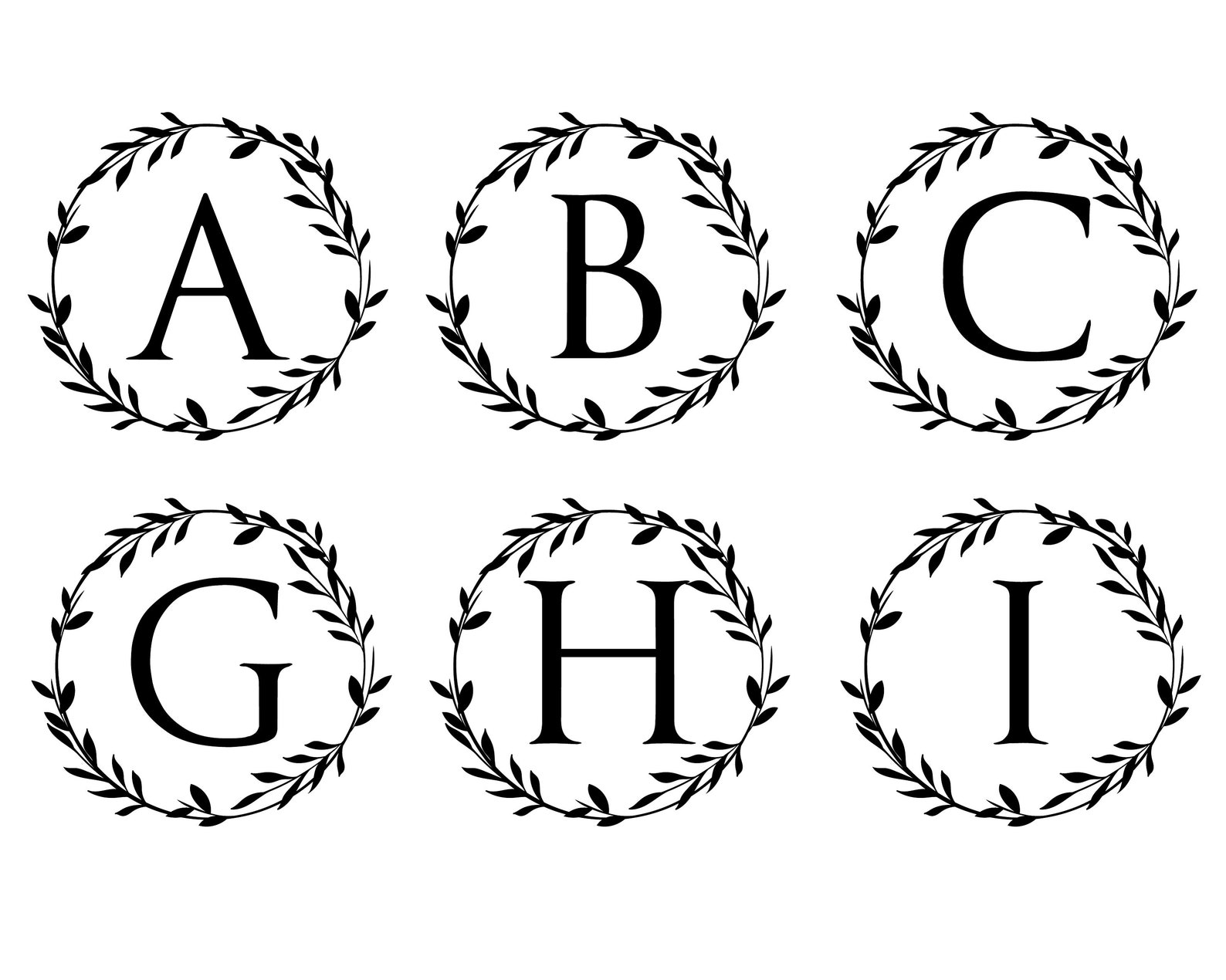 Wreath Letters Svg Monogram Alphabet Laurel Wreath Svg Etsy UK