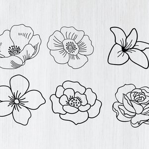 Hand drawn flowers svg bundle, roses svg, flower svg cut files, flowers clipart, flowers vector, flowers cricut svg, flowers silhouette, dxf image 3