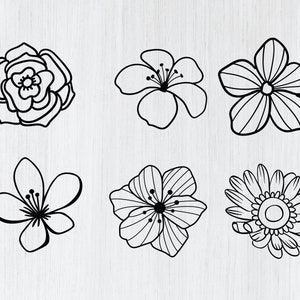 Hand drawn flowers svg bundle, roses svg, flower svg cut files, flowers clipart, flowers vector, flowers cricut svg, flowers silhouette, dxf image 2