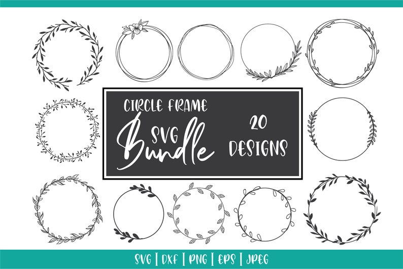 circle svg bundle, circle frame svg, circle wreath svg, floral wreath svg, monogram wreath svg, floral circle svg, floral wreath svg image 1