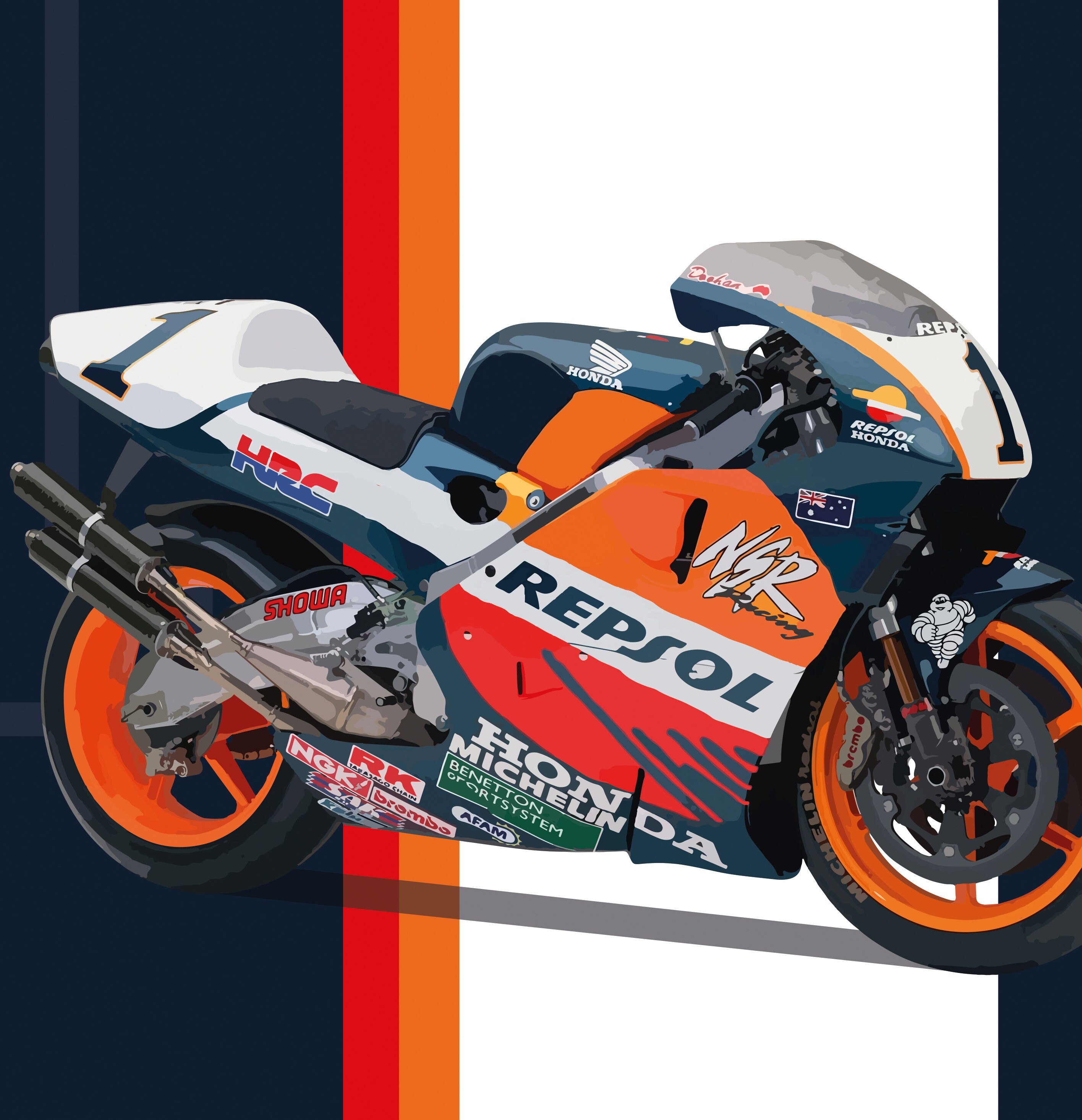 Honda NSR500, Mick Doohan, Racing Motorbikes, Printable Poster