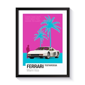 Ferrari Testarossa, Miami Vice, Famous Cars, Printable Poster, Wall Art For Movie Fans, Office Wall Art, DIGITAL DOWNLOAD