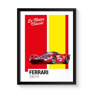 Ferrari 330 P4, Le Mans 24 Hours Racing Car, Le Mans Racing Cars, Printable Poster, Wall Art For Le Mans Racing Fans, DIGITAL DOWNLOAD