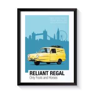 Reliant Regal, Only Fools And Horses, Famous Cars, Printable Poster, Wall Art For TV Fans, Office Wall Art, DIGITAL DOWNLOAD