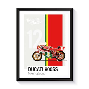 Ducati 900SS, Mike Hailwood, Racing Motorbikes, Printable Poster, Wall Art For Motorbike Racing Fans, Grand Prix 500cc, DIGITAL DOWNLOAD