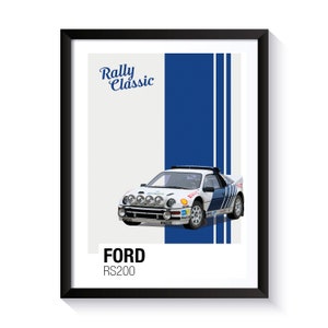 Ford RS200, World Rally Championship Car, Rally Cars, Printable Poster, Wall Art For Rally Fans, DIGITAL DOWNLOAD