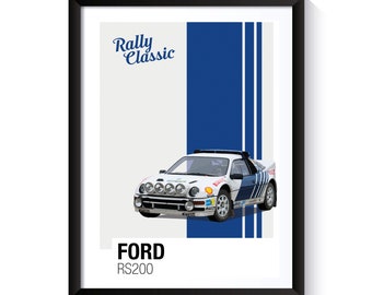 Ford RS200, World Rally Championship Car, Rally Cars, Printable Poster, Wall Art For Rally Fans, DIGITAL DOWNLOAD