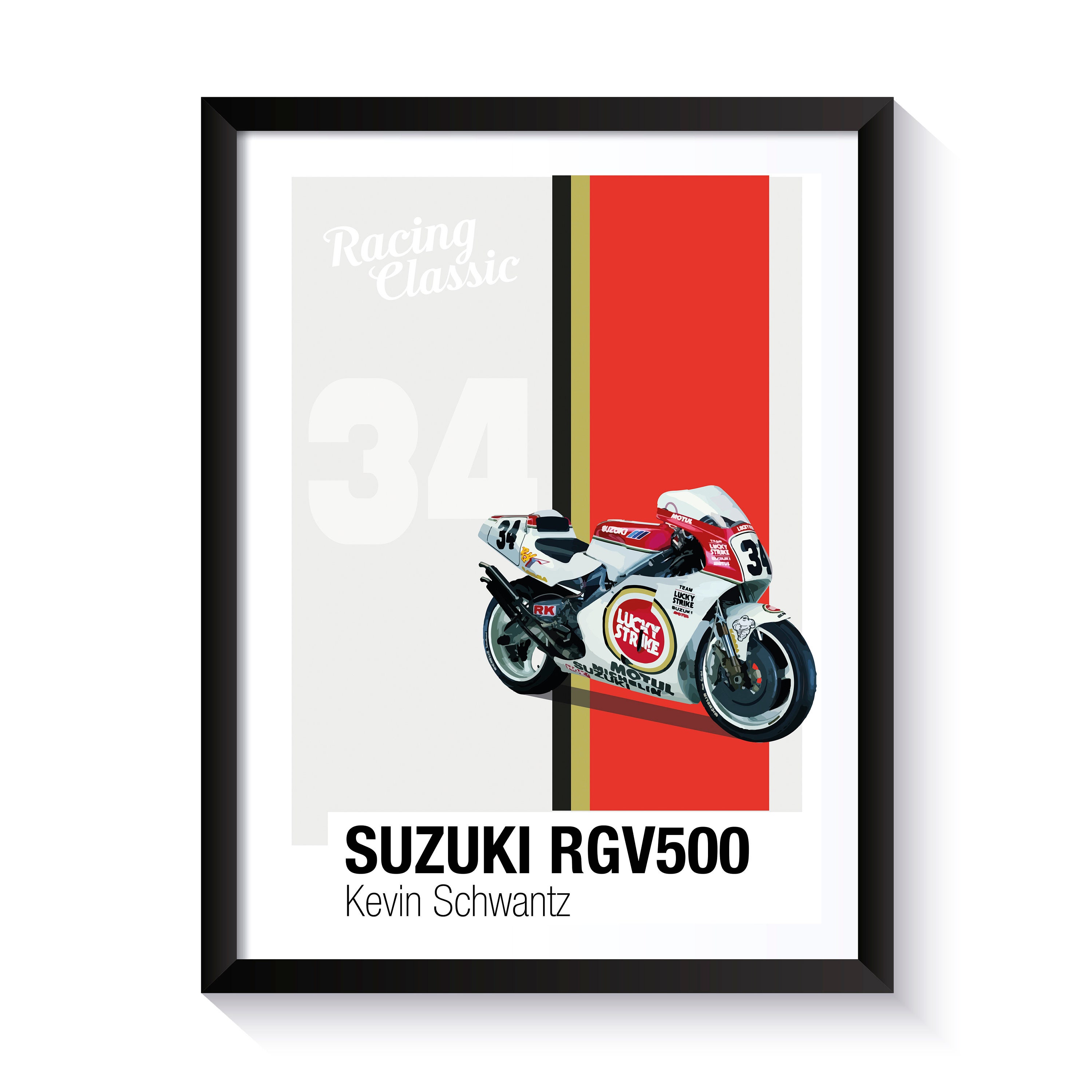 Suzuki RGV500, Kevin Schwantz, Racing Motorbikes, Printable Poster