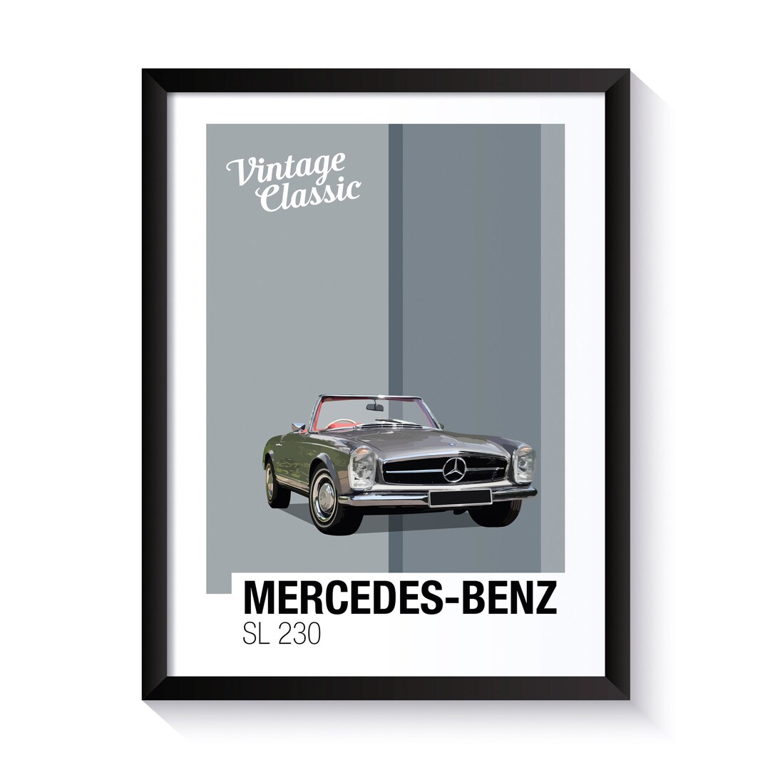 Mercedes Benz SL 230, Classic Cars, Printable Poster, Wall Art for ...