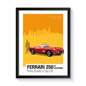 Ferrari 250 GT, California, Ferris Bueller&#39;s Day Off, Famous Cars, Printable Poster, Wall Art For Movie Fans, DIGITAL DOWNLOAD