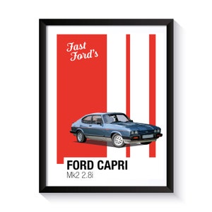 Ford Capri Mk3 2.8i, Fast Fords, Printable Poster, Wall Art For Sports Car Fans, DIGITAL DOWNLOAD