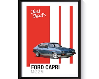 Ford Capri Mk3 2.8i, Fast Fords, druckbares Poster, Wandkunst für Sportwagenfans, DIGITALER DOWNLOAD