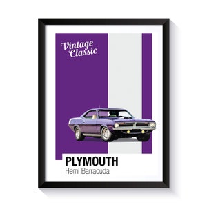 Plymouth Barracuda, American Muscle Cars, Printable Poster, Wall Art For Muscle Car Fans, DIGITAL DOWNLOAD